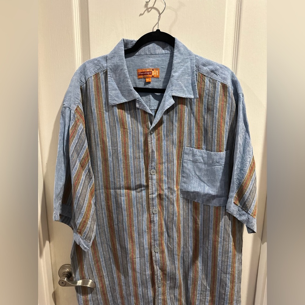 Men’s vintage Royal Prestige PD linen striped shirt size, XL